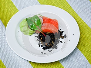 Salmon with avocado mousse