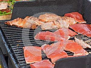 Salmon on barbeque