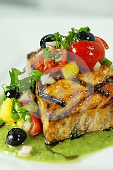 Salmon with Blueberries & Cherry Tomatoes