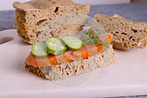 Salmon on a bread with horseradish