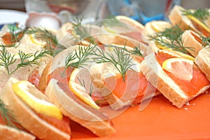 Salmon bread slices