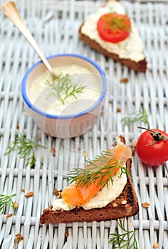 Salmon bruschetta