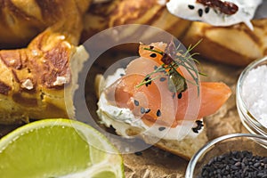 Salmon Canape with Cream Cheese, Fresh Dill and Black Sesame