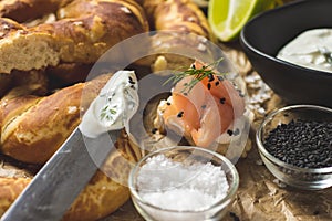 Salmon Canape with Cream Cheese, Fresh Dill and Black Sesame