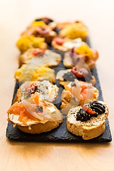 Salmon bruschetta - food art