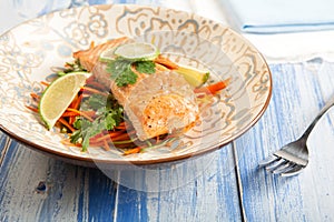 Salmon with Carrot Slaw