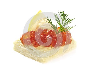 Salmon caviar snack