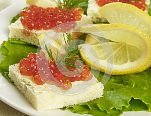 Salmon caviar snack photo