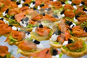 Salmon and caviar starters