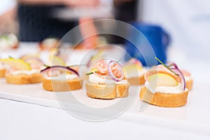 Salmon ceviche canapes