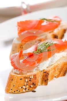 Salmon cheese canape