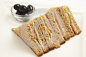 Salmon club sandwiches