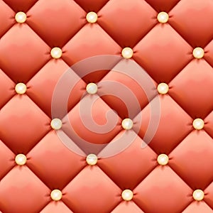 Salmon-colored Retro luxury background - Leather upholstery Seamless pattern