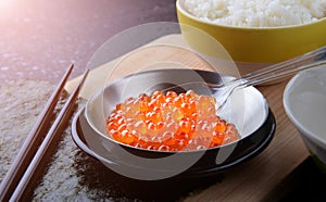 Salmon eggs or Ikura in Japanese style.