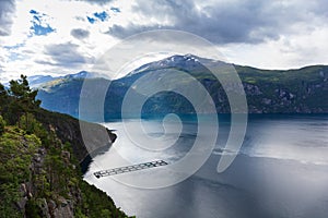 Salmon farms, fjords in Norway