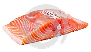 Salmon fillet isolated on a white background. File contains clipping path.