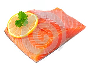 Salmon Fillet with Lemon Isolated on White