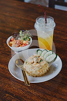 Salmon fish and egg fried rice