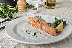 Salmon fish fillet grilled steak