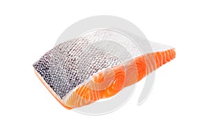 Salmon fish fresh meat slice on white background