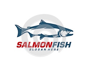 Salmon Fish logo design vector. Fishing logo design template illustration . Sport fishing Logo