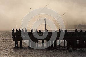 Salmon Fishermen on Elliott Bay in Seattle, Washington.