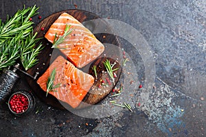 Salmon. Fresh salmon fish. Raw salmon fish fillet