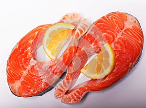 Salmon. Fresh raw salmon red fish steak. close up