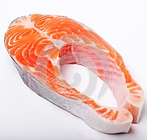 Salmon. Fresh raw salmon red fish steak.