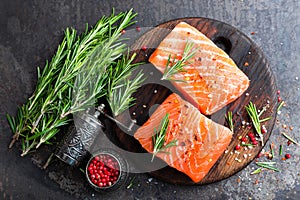 Salmon. Fresh salmon fish. Raw salmon fish fillet