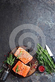 Salmon. Fresh salmon fish. Raw salmon fish fillet