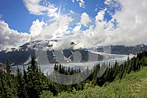 Salmon Glacier near Hyder, Alaska and Stewart, Canada, the glacier is located right on the canadian side of the booarder