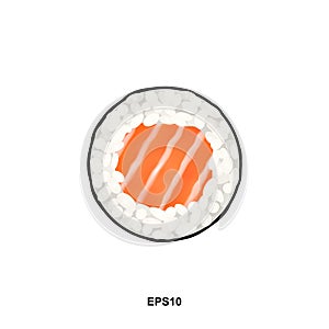 Salmon Hosomaki Sushi or Thin Maki Sushi Roll Isolated