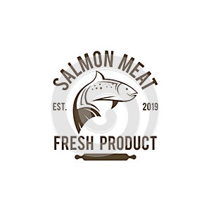 Salmon logo template. Fish logo vector. Fresh fish logo concept. Animal logo photo