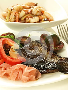 Salmon with marinated ginger