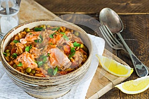 Salmon and orzo stew