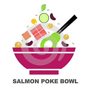 Salmon poke bowl with healthy ingredients