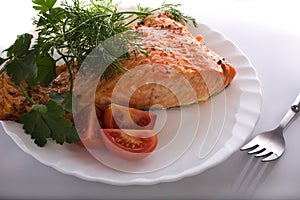 Salmon prepared