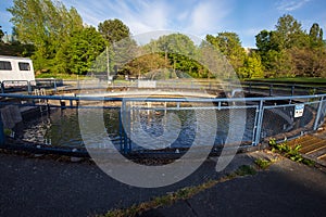 Salmon rearing pond at Maritime Heritage Park, Bellingham, Washington