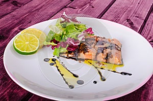 Salmon with a reduction of balsamic vinegar and sugar