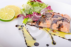 Salmon with a reduction of balsamic vinegar and sugar
