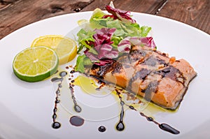 Salmon with a reduction of balsamic vinegar and sugar