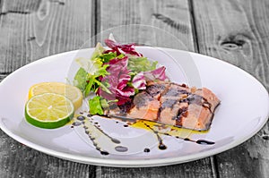 Salmon with a reduction of balsamic vinegar and sugar