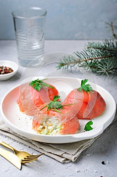 Salmon and Rice Salad Appetizer, Tasty Festive Snack