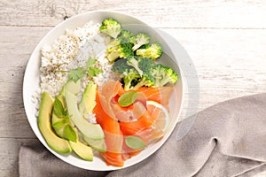 Salmon, rice and vegetable