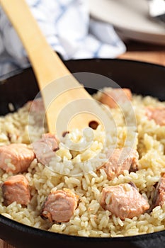 Salmon risotto with saffron