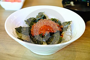 Salmon roe, ikura don, japanese food
