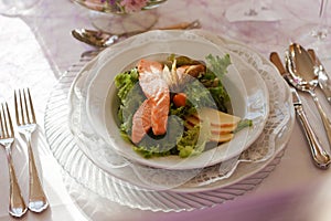 Salmon with salad