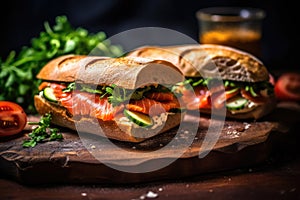 Salmon sandwiches. Generative AI technology