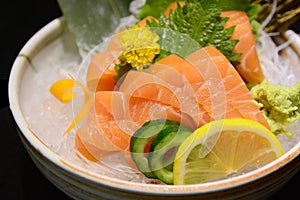 Salmon sashimi , japanese food